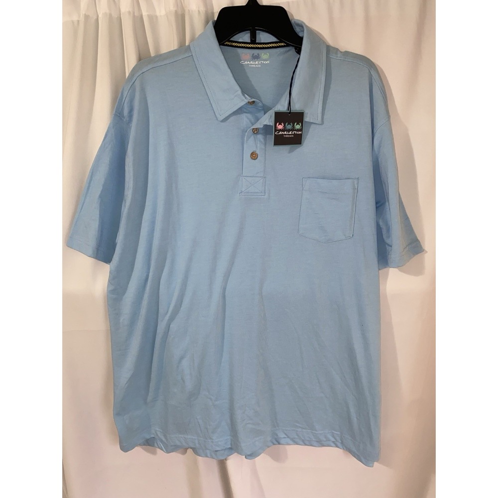 Charleston Threads Polo‎ Shirt Men's XXL Blue Cotton New NWT Pocket